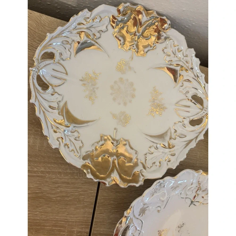 Lot of 4 Antique Plates German Austrian Porcelain IPF Ilmenau Leonard Vienna